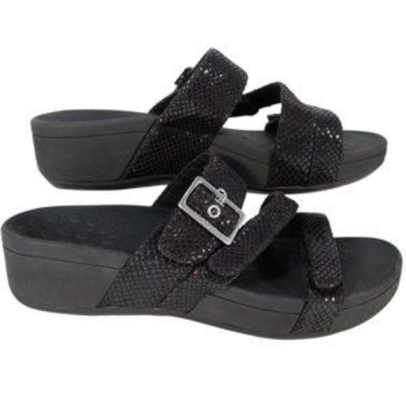 Vionic Black Lizard Rio Platform Slide Sandals - Picture 10 of 16